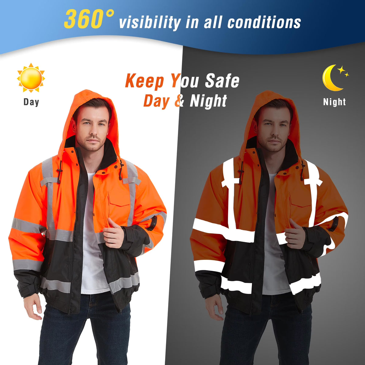 High Visibility Safety Waterproof Bomber Jacket