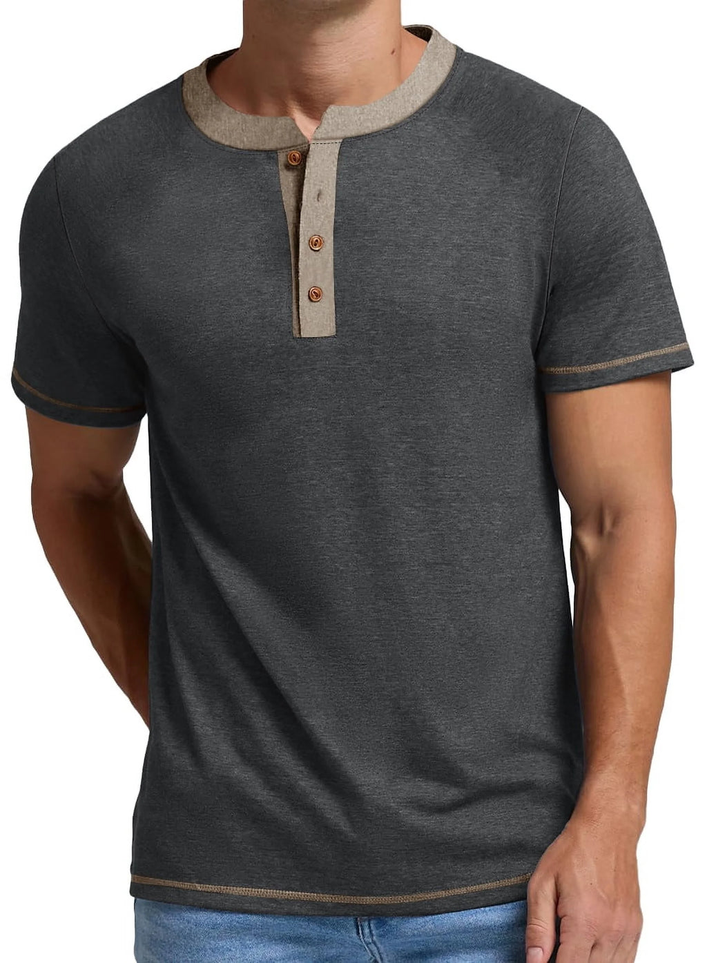 Henley Men Short Sleeve T-Shirts