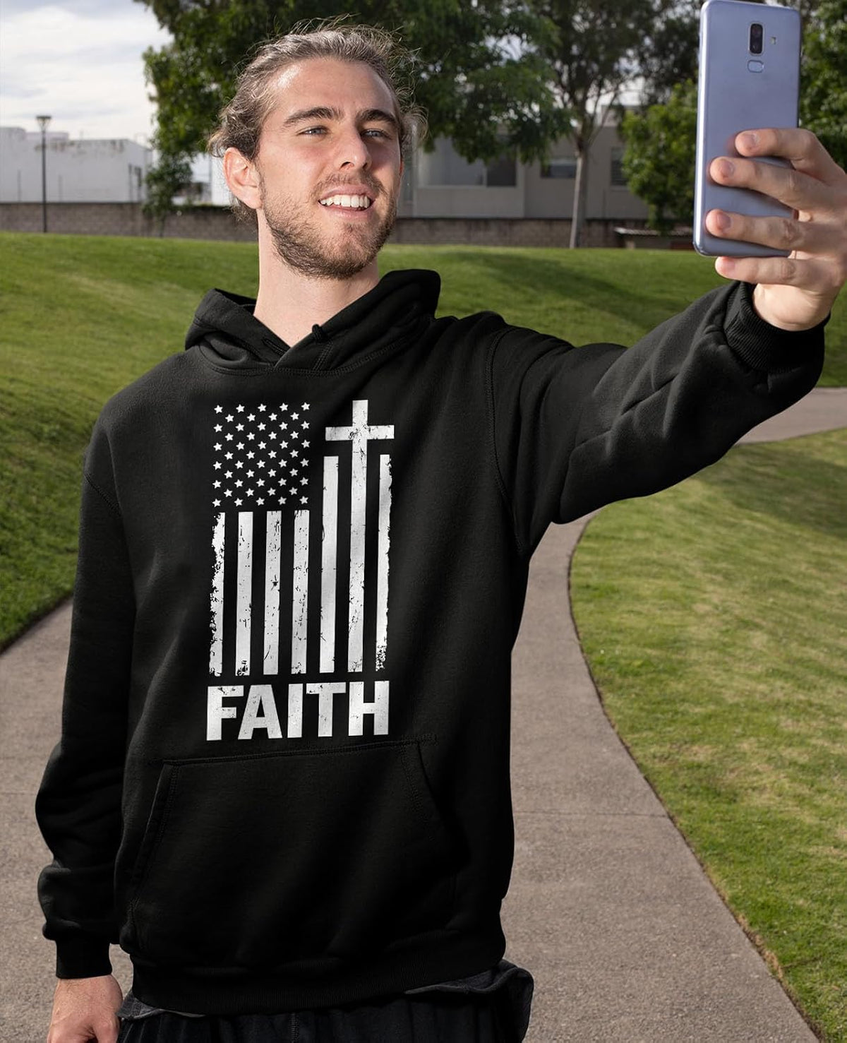 USA Flag Faith Patriotic Pullover Hoodie