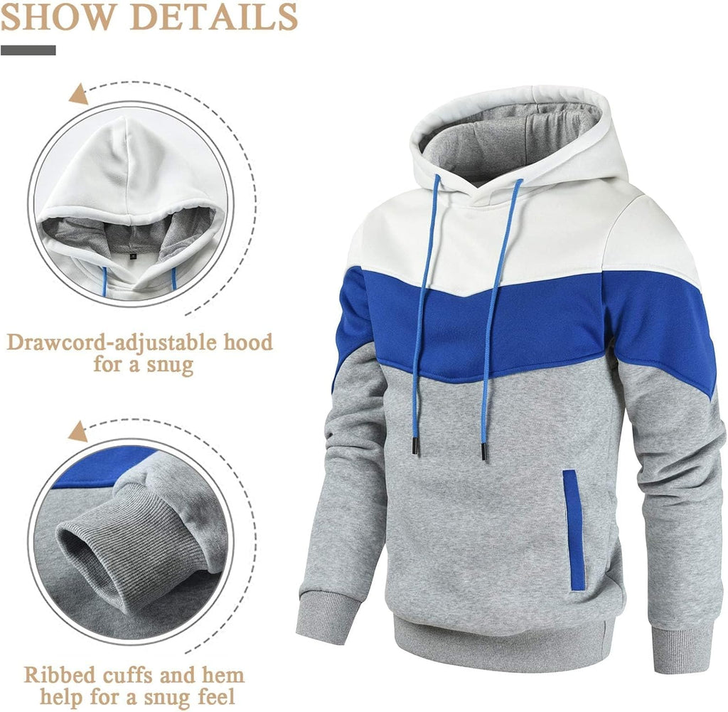 Novelty Color Block Pullover Fleece Hoodie
