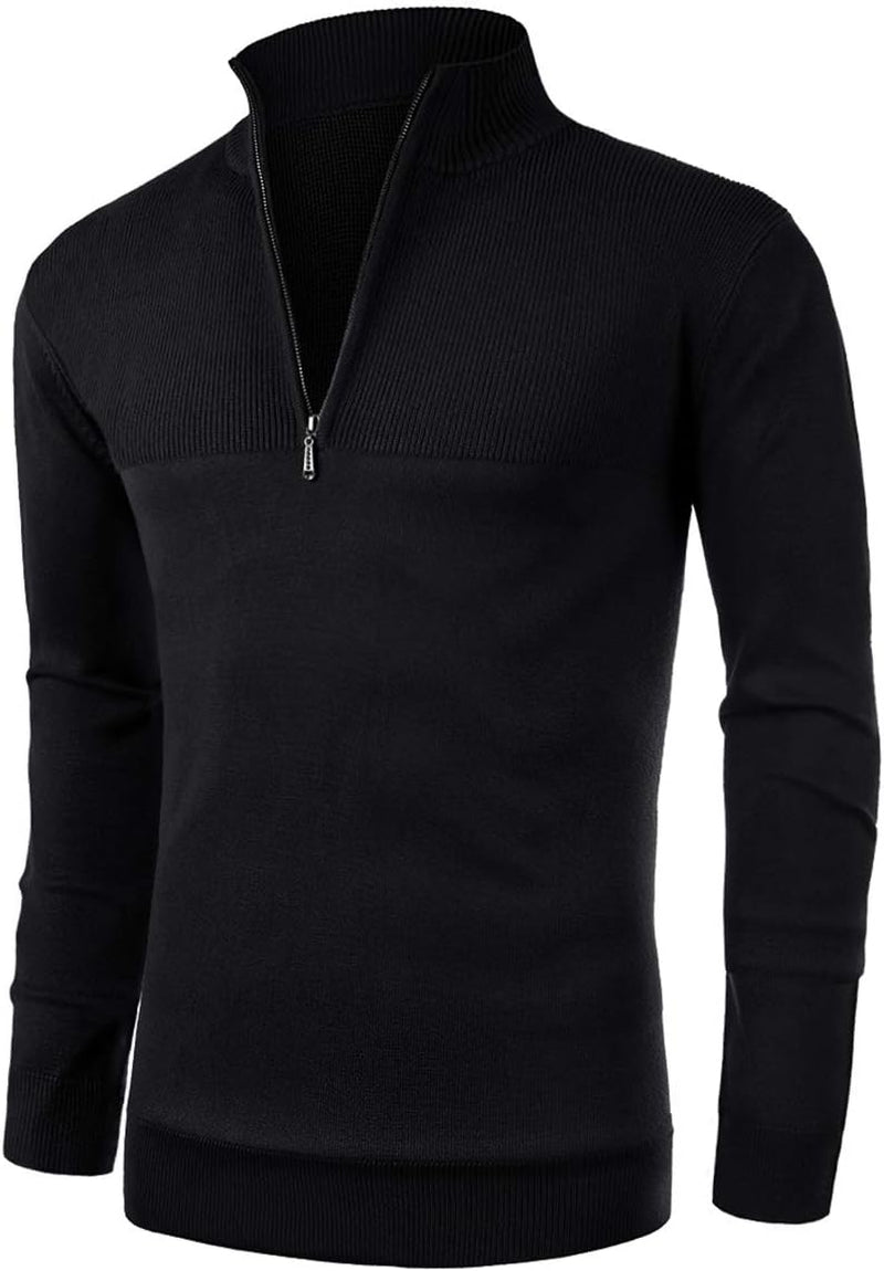 Slim Fit Zip up Mock Neck Polo Sweater
