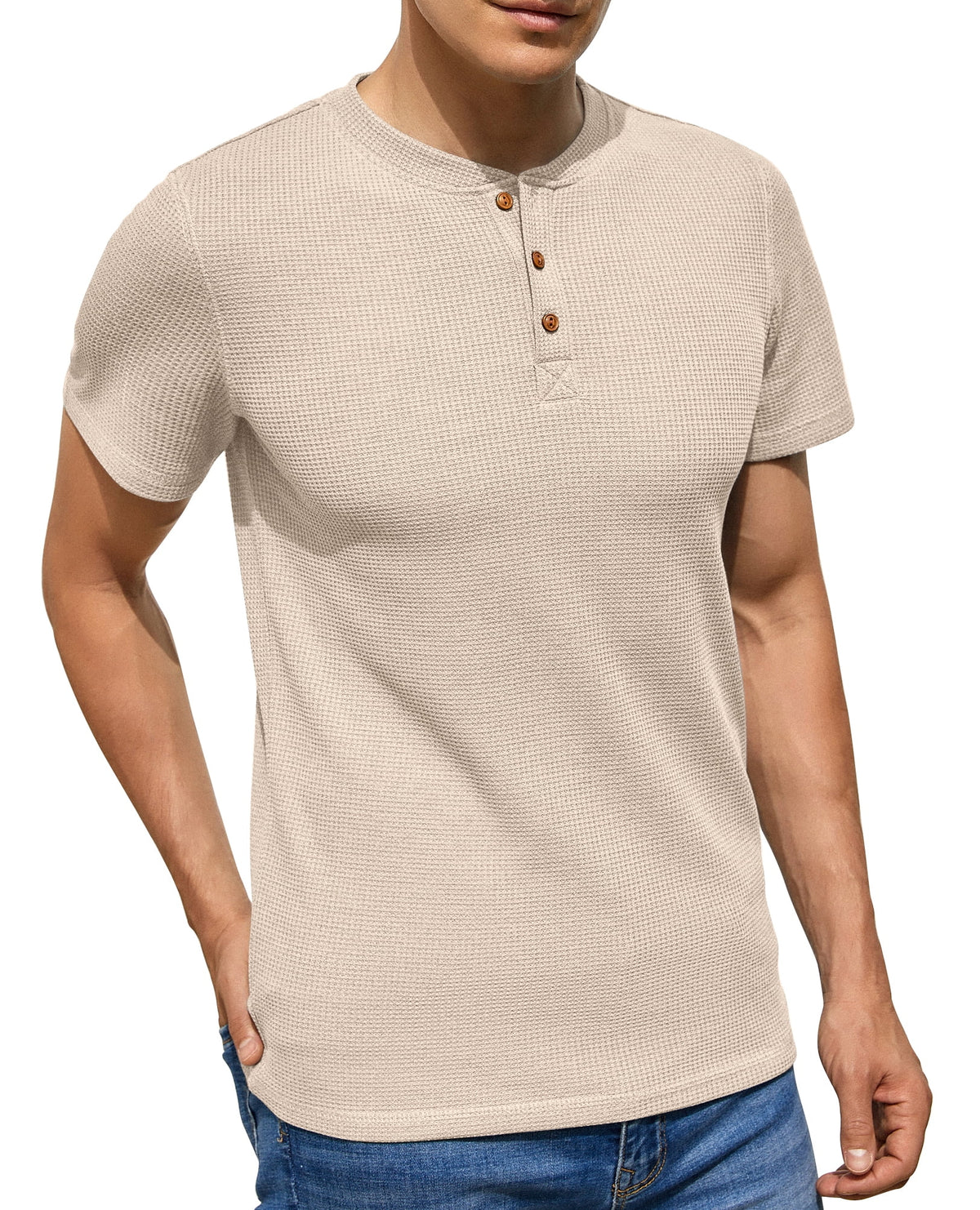 Short Sleeve Waffle Henley T-Shirt