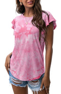Summer Ruffle Short Sleeve Knit Tunic Tops
