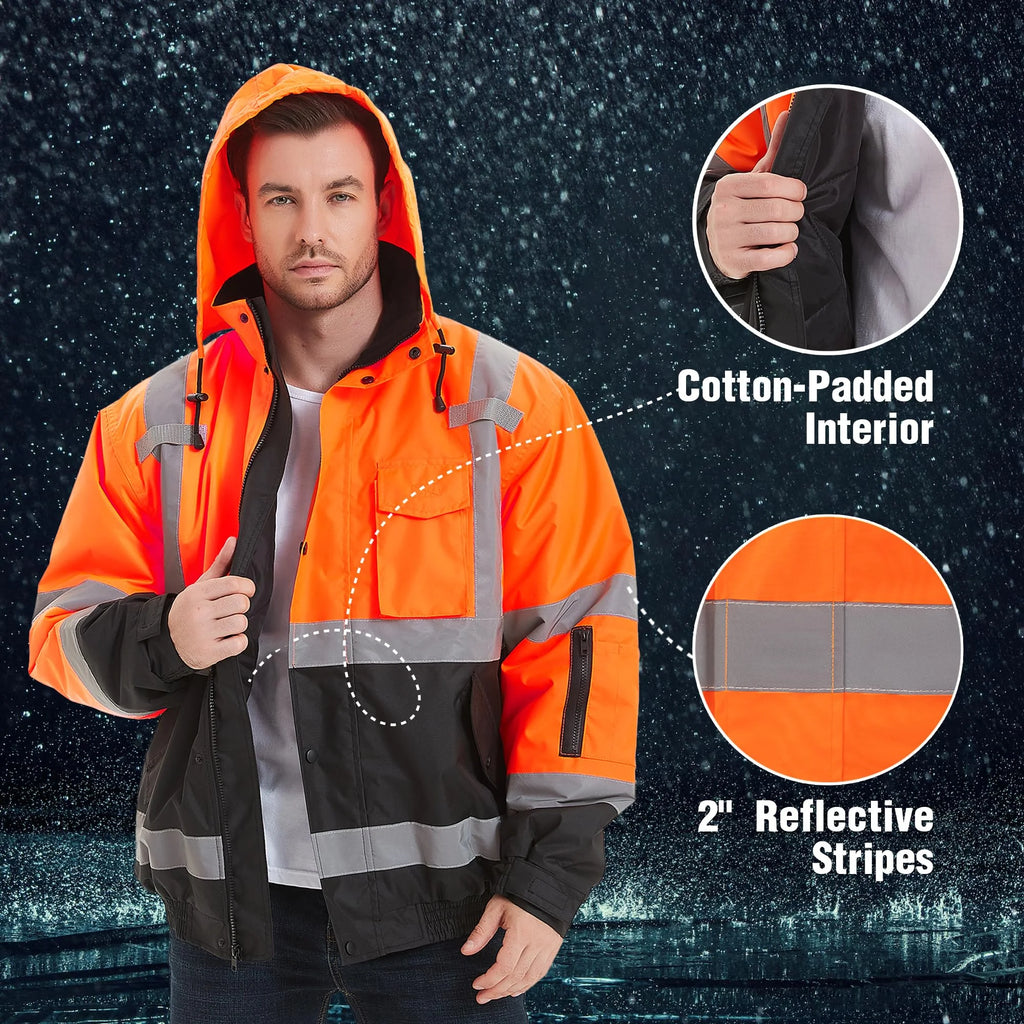 High Visibility Safety Waterproof Bomber Jacket