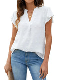 V Neck Ruffle Sleeve Summer Tops