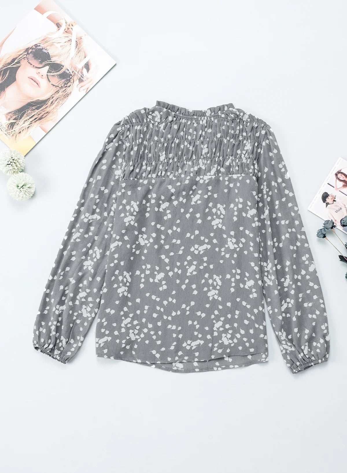 Women Casual V Neck Floral Print Tunic Tops