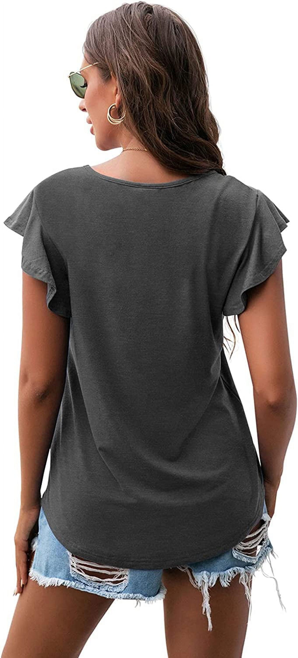 Summer Ruffle Short Sleeve Knit Tunic Tops