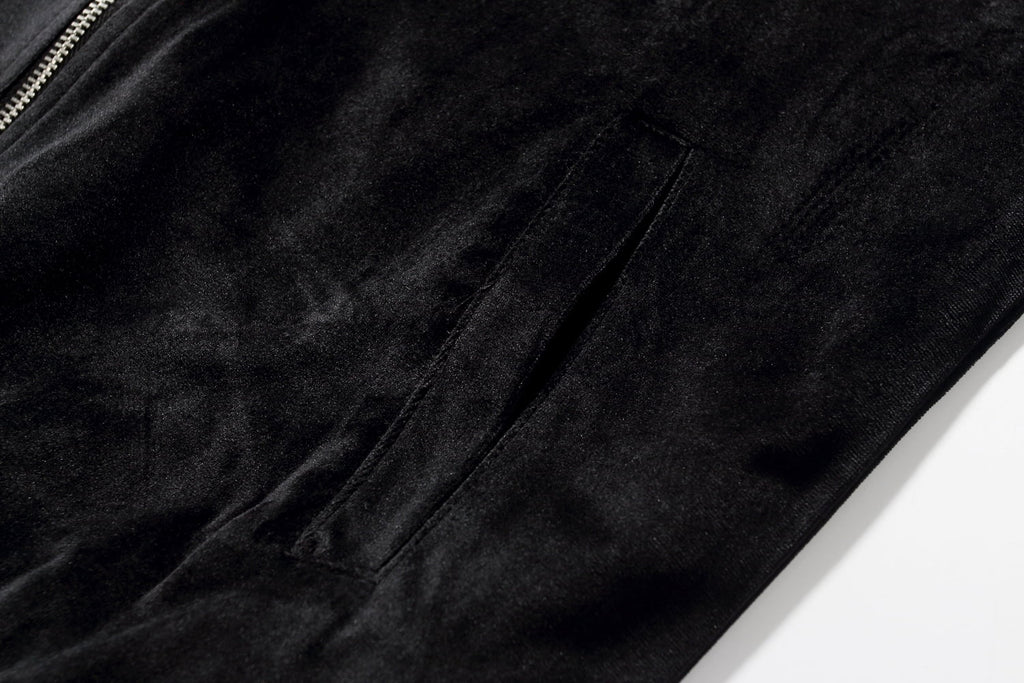 Men Velvet Full Zip Bomber Jacket