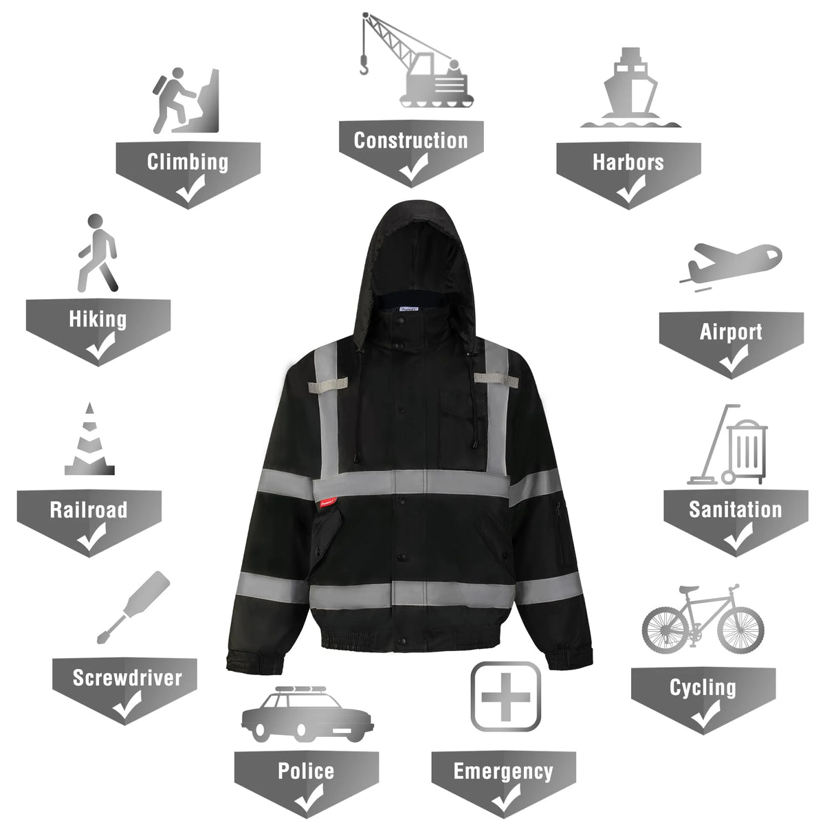 High Visibility Safety Waterproof Bomber Jacket