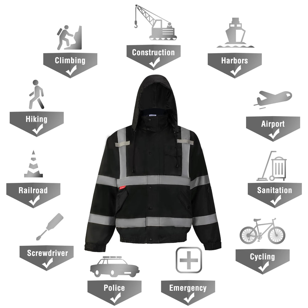 High Visibility Safety Waterproof Bomber Jacket