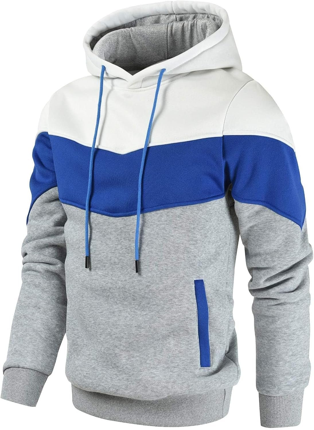 Novelty Color Block Pullover Fleece Hoodie