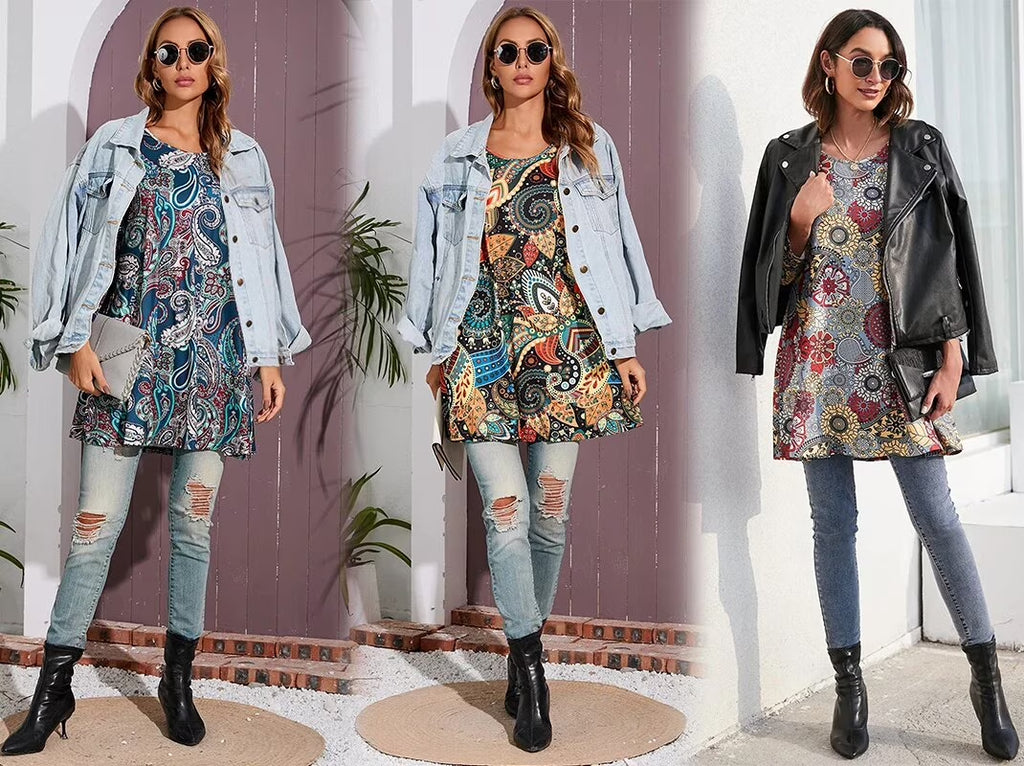 Women Tunic Casual Floral Tops