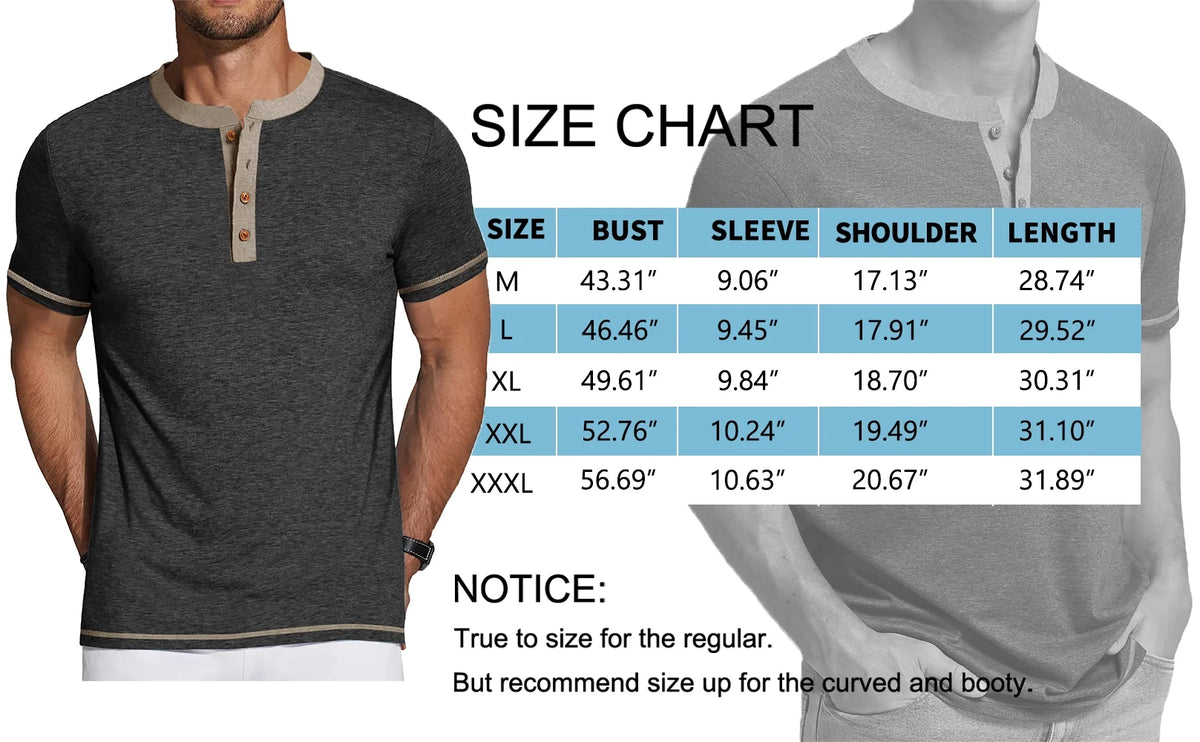 Henley Men Short Sleeve T-Shirts