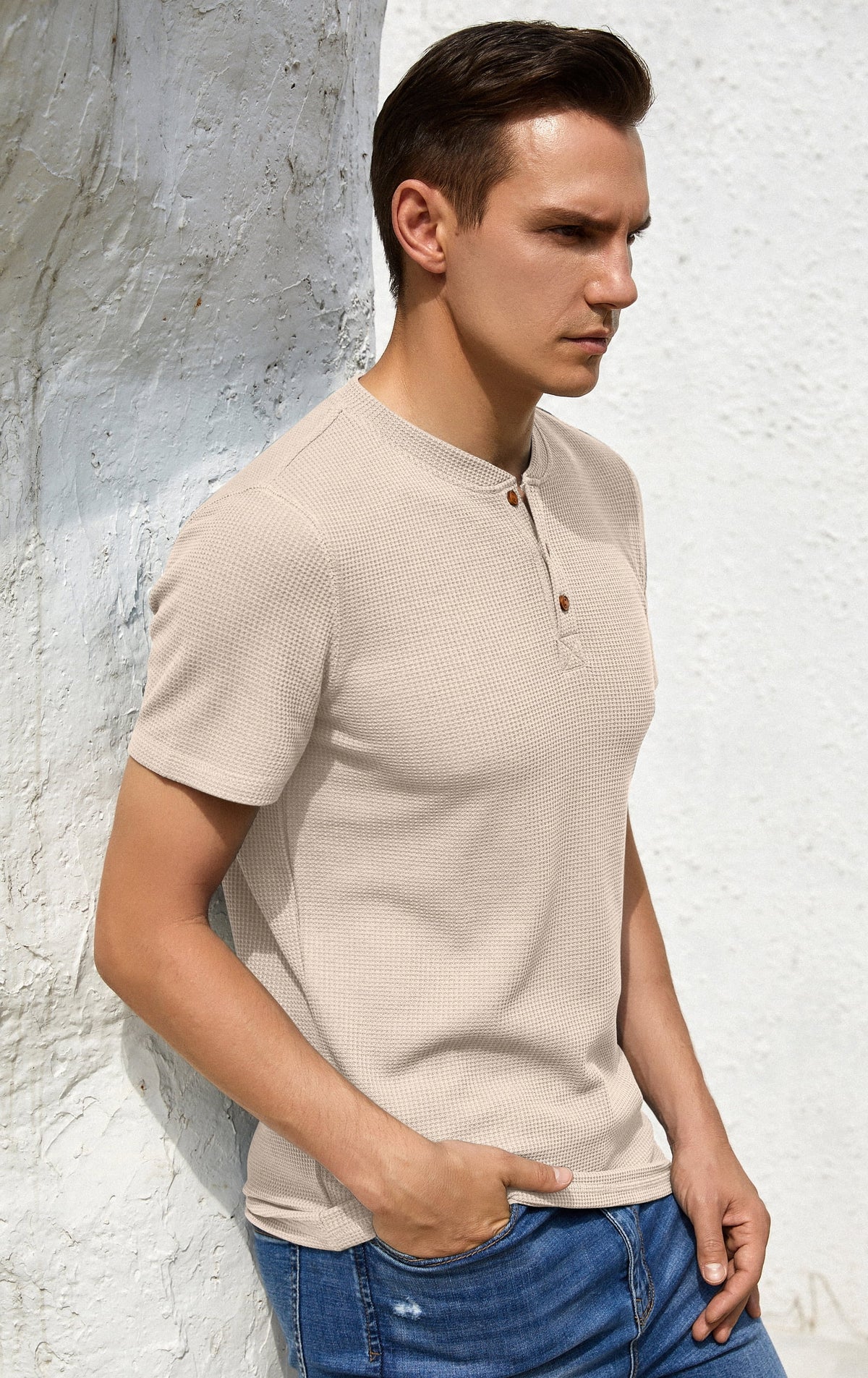 Short Sleeve Waffle Henley T-Shirt