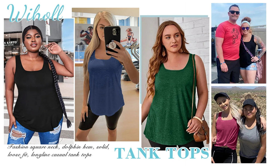 U Neck Casual Flowy Sleeveless Tank Tops