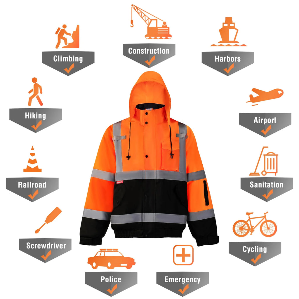 High Visibility Safety Waterproof Bomber Jacket