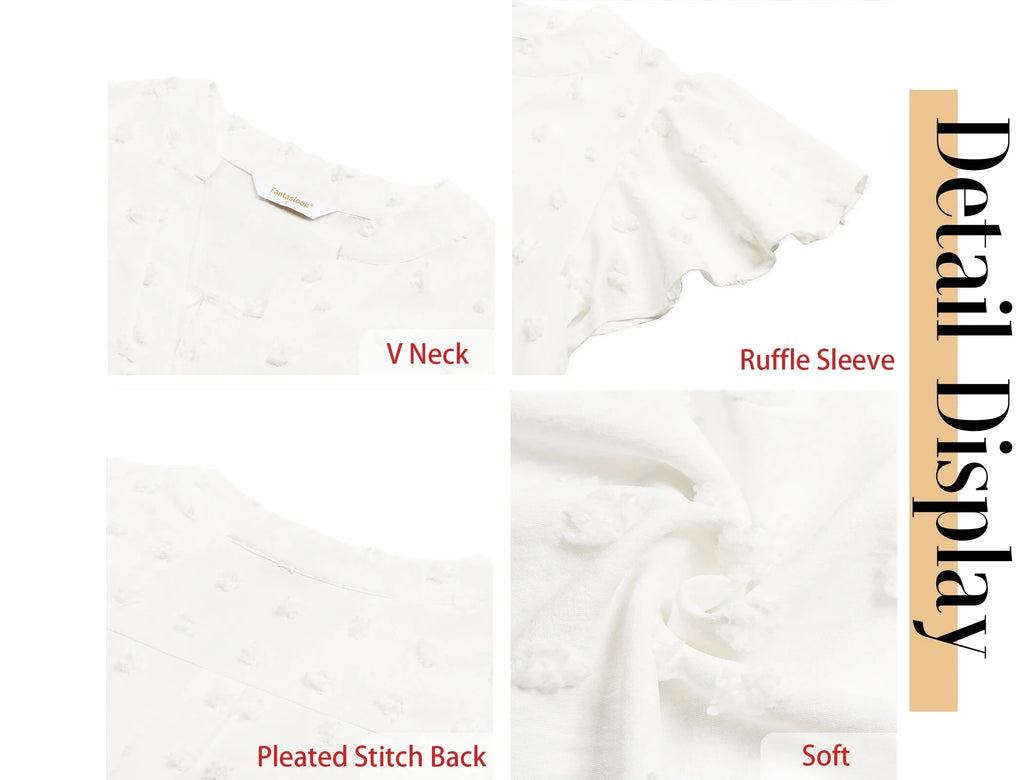 V Neck Ruffle Sleeve Summer Tops