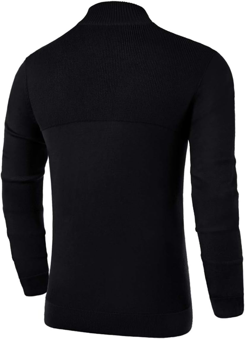 Slim Fit Zip up Mock Neck Polo Sweater