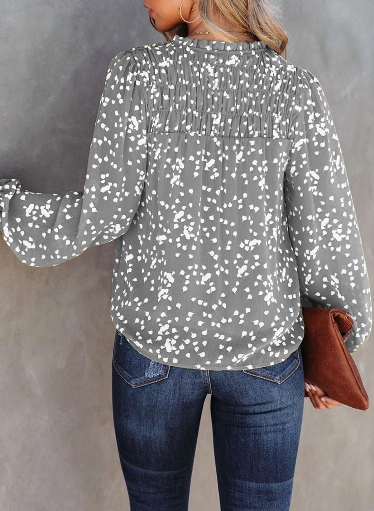 Women Casual V Neck Floral Print Tunic Tops