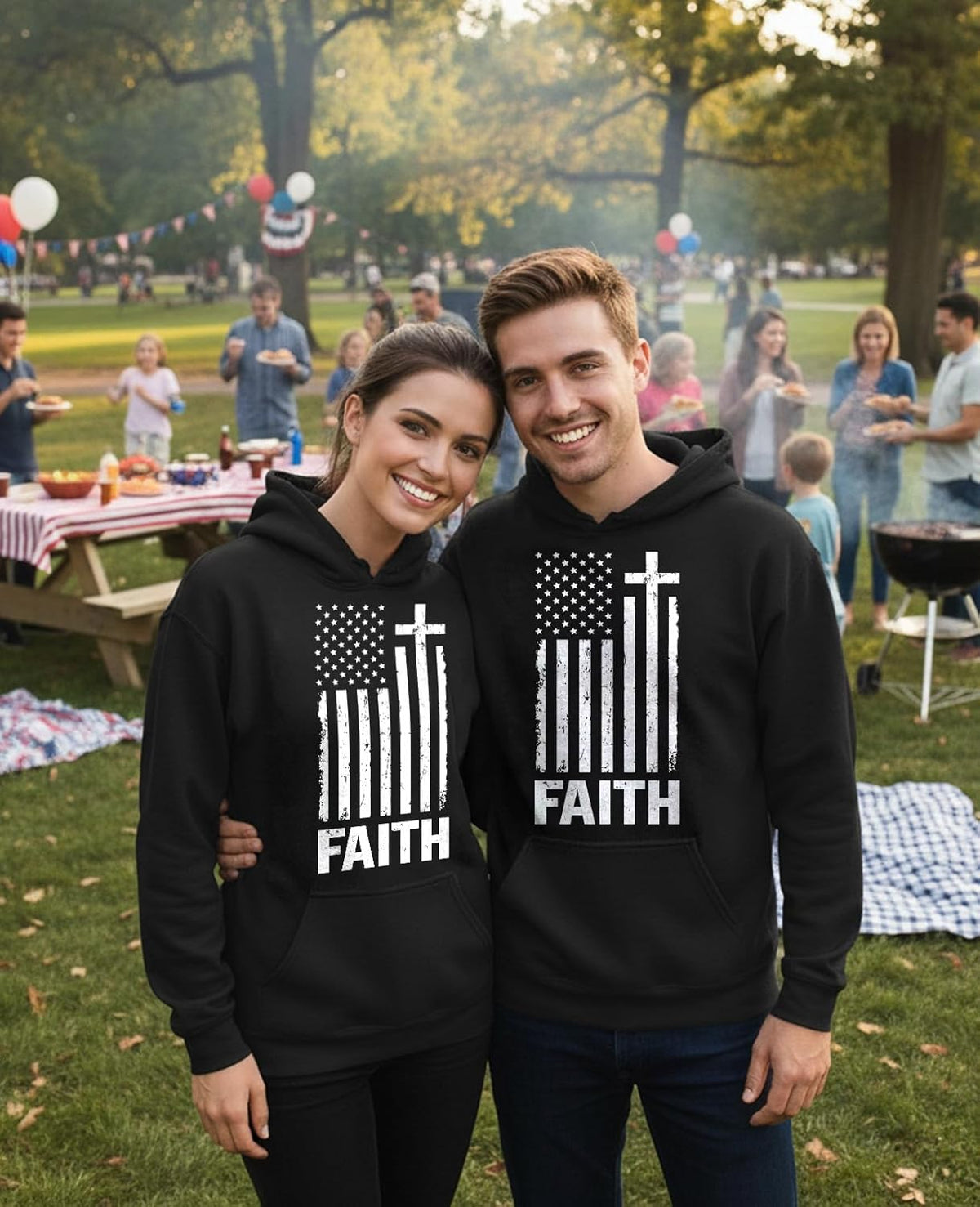 USA Flag Faith Patriotic Pullover Hoodie