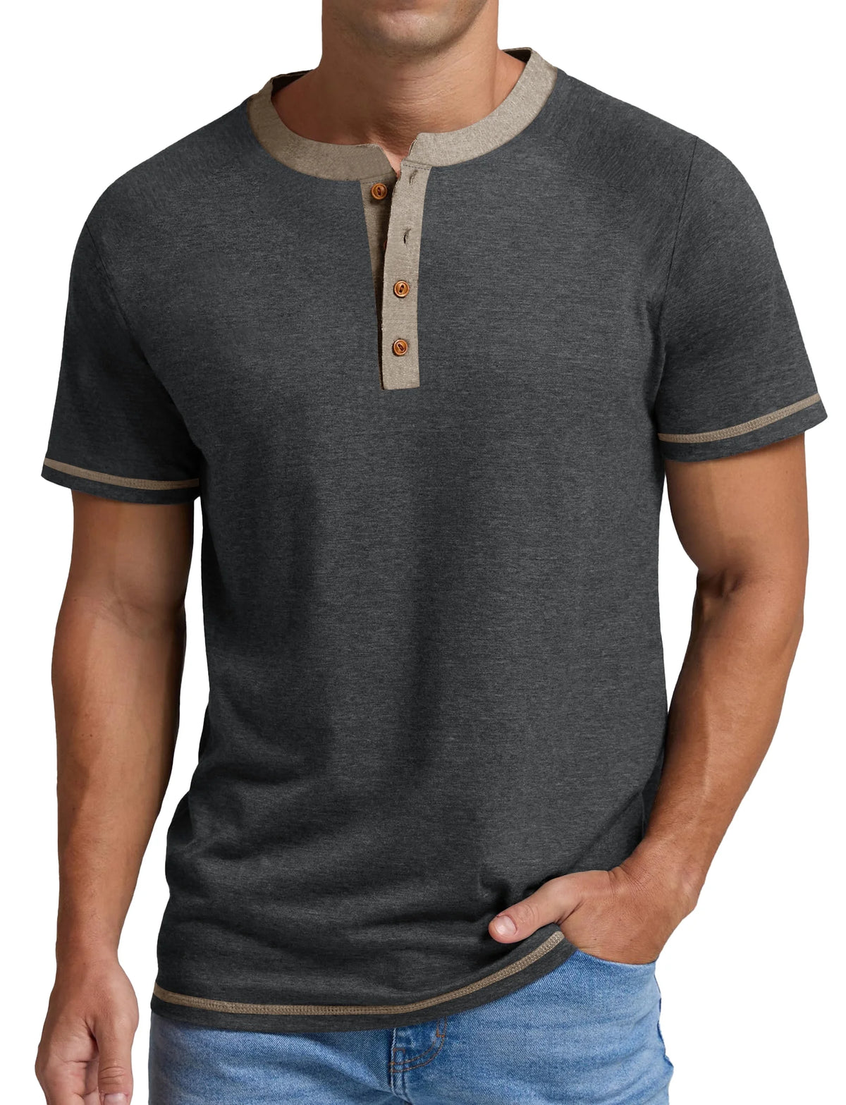 Henley Men Short Sleeve T-Shirts
