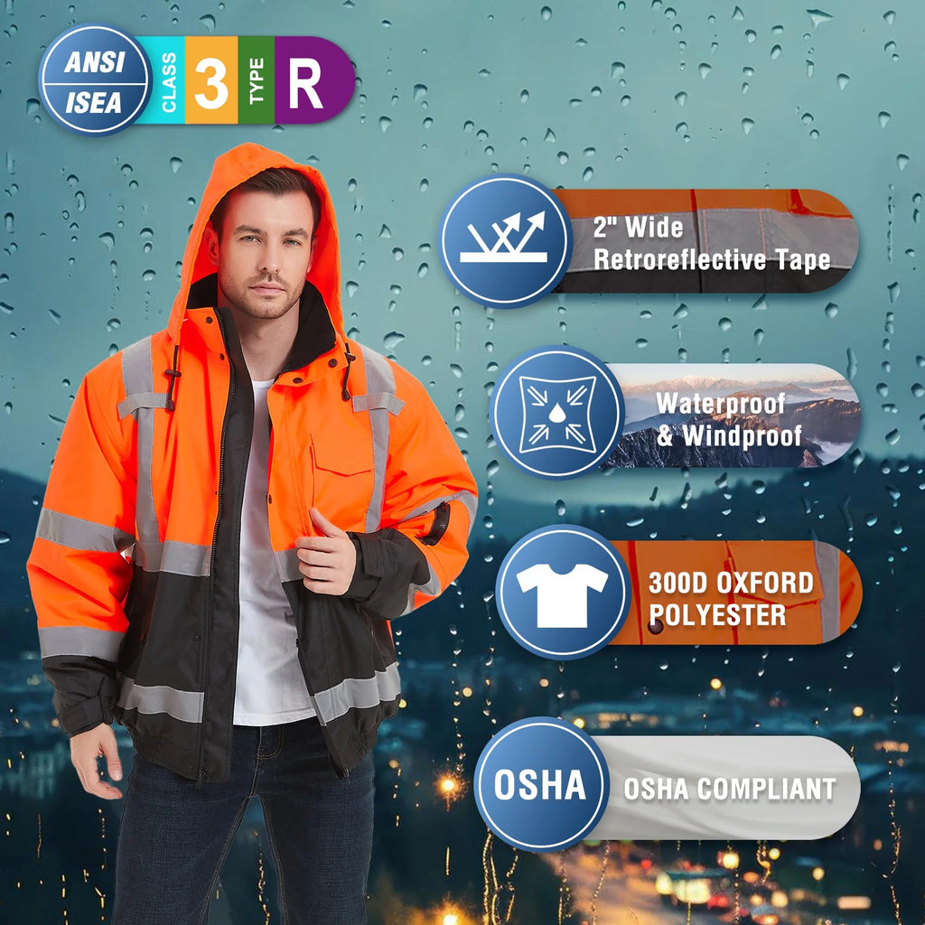High Visibility Safety Waterproof Bomber Jacket