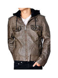 Men Faux Leather Retro Bomber Jacket