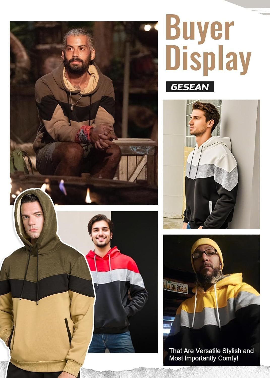 Novelty Color Block Pullover Fleece Hoodie