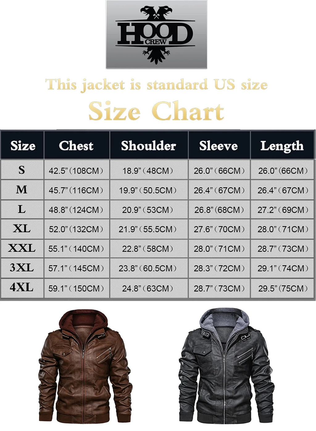 Pu Faux Leather Jacket with Removable Hood