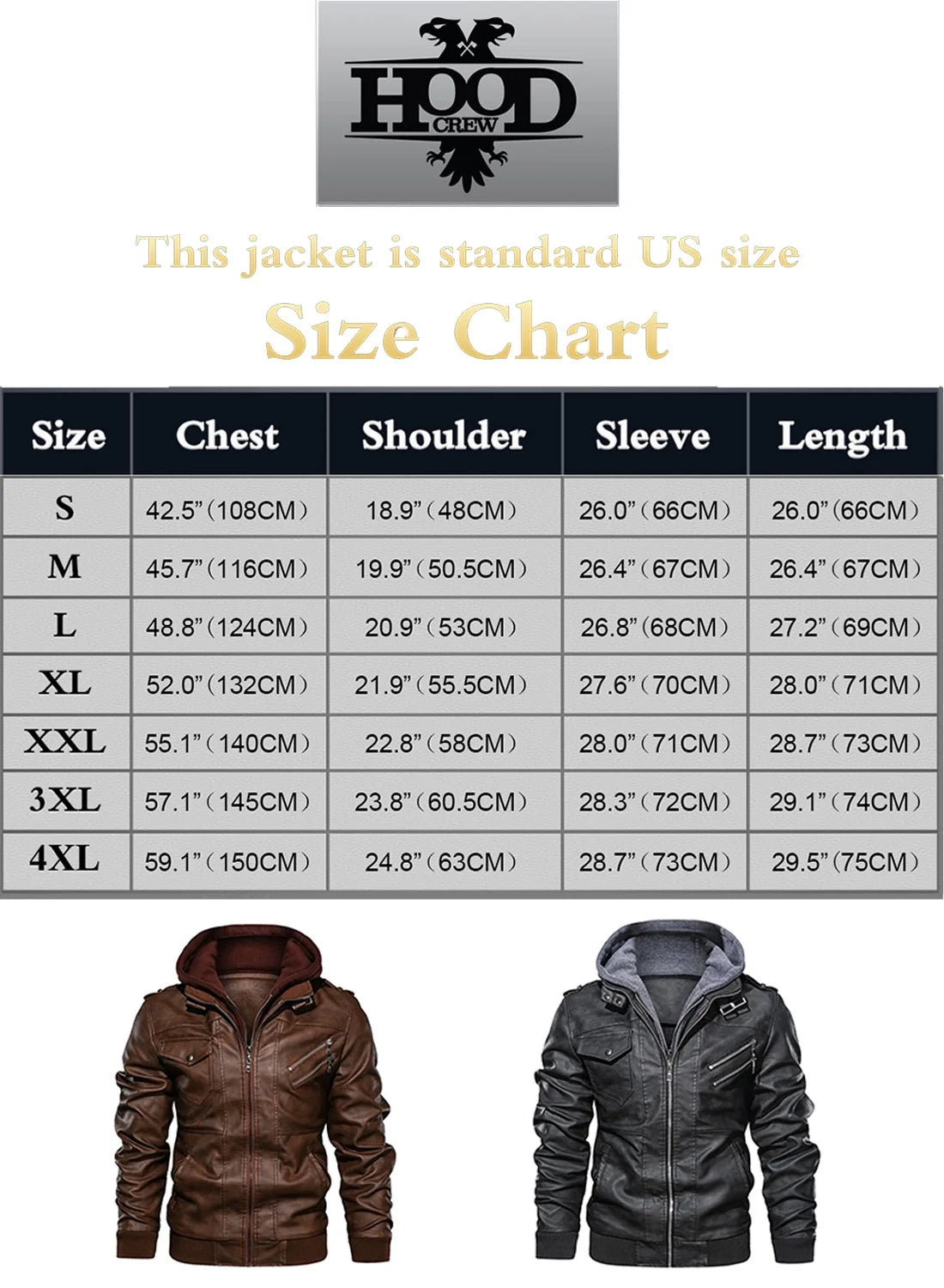 Pu Faux Leather Jacket with Removable Hood
