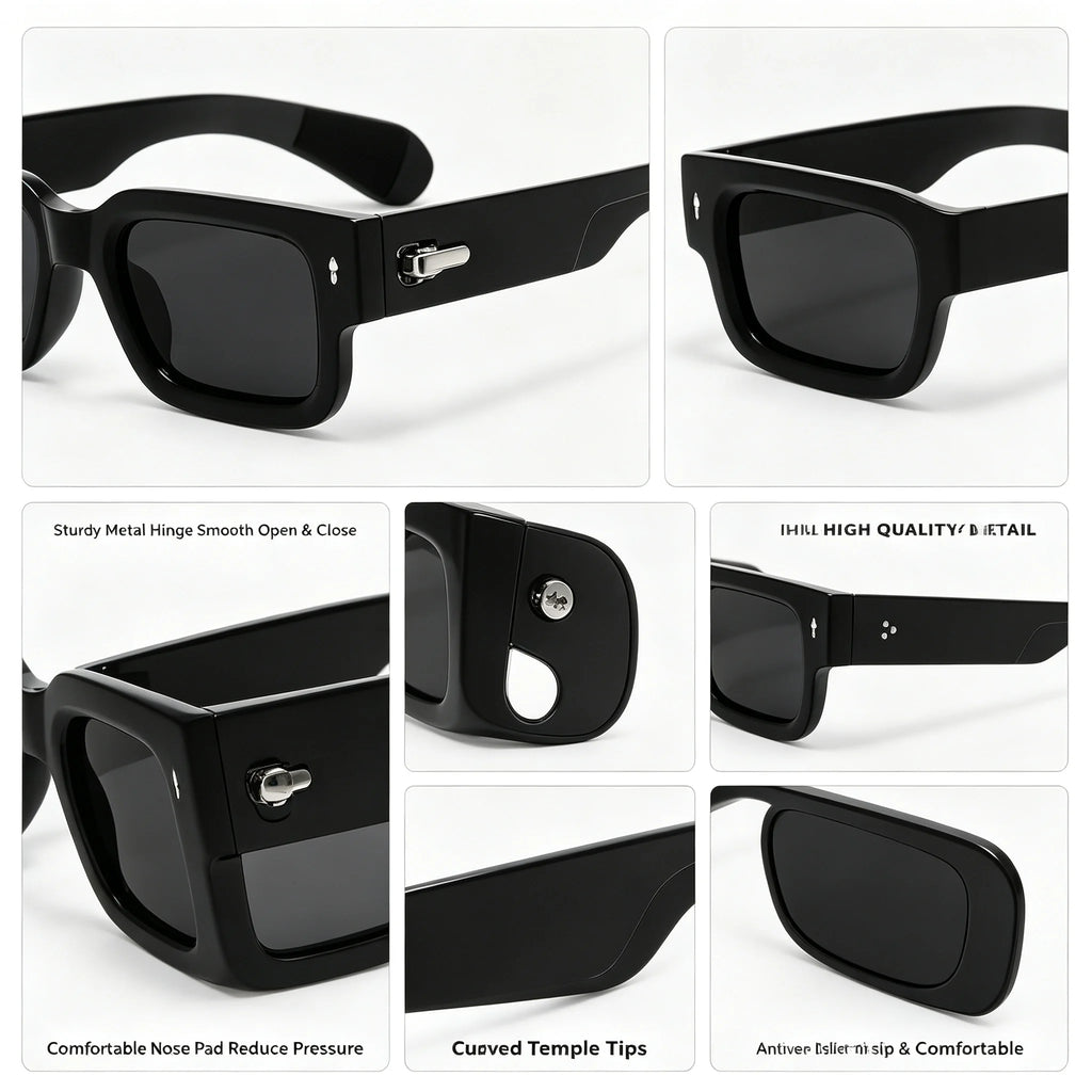 Thick Square Frame Black Shades Sunglasses