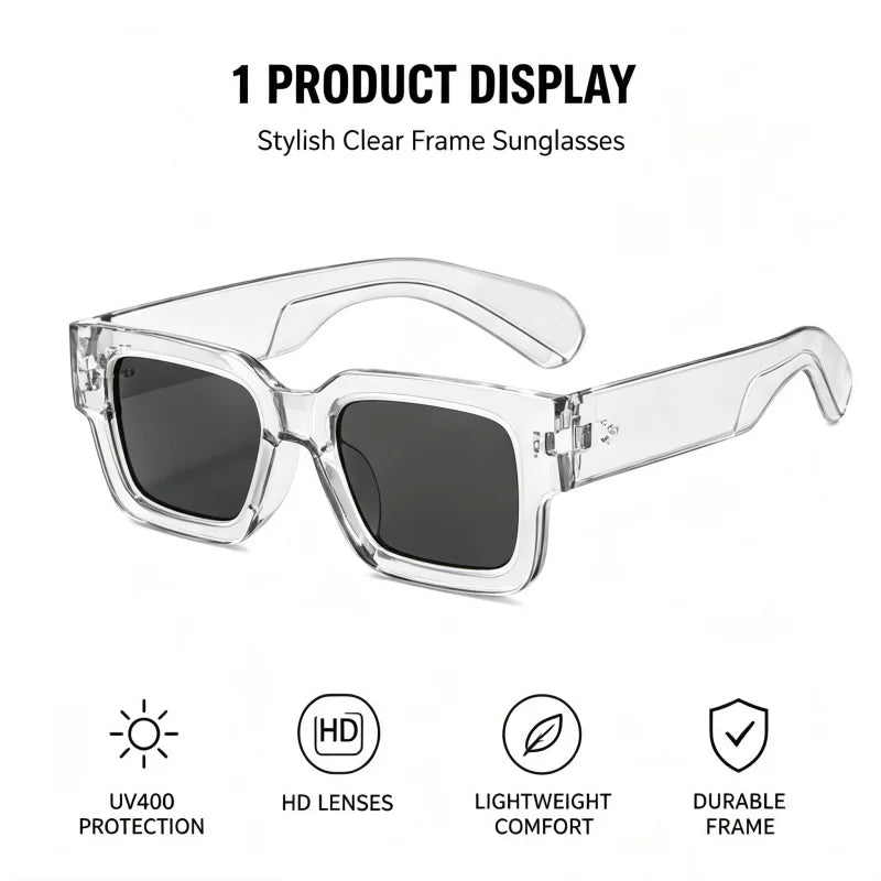 Thick Square Frame Black Shades Sunglasses