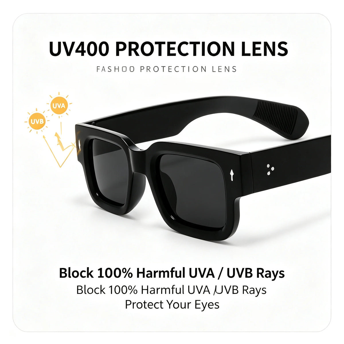 Thick Square Frame Black Shades Sunglasses