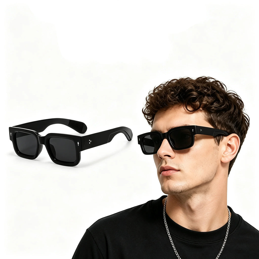 Thick Square Frame Black Shades Sunglasses