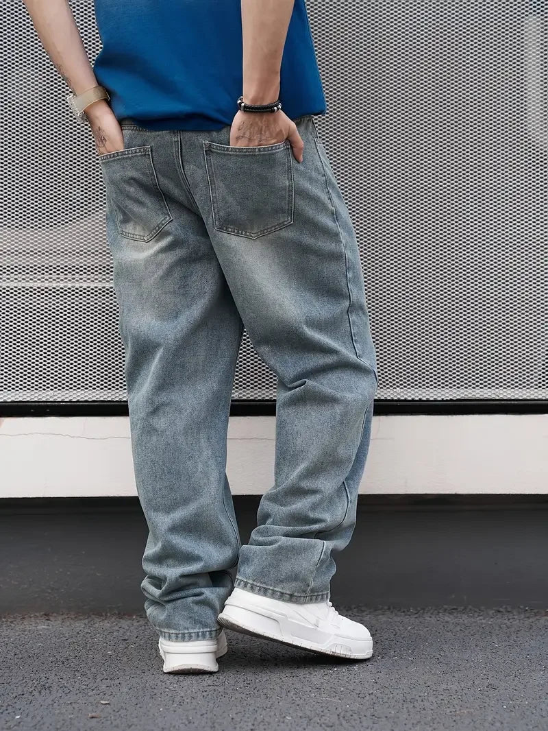 Men Casual Straight Wash Jeans