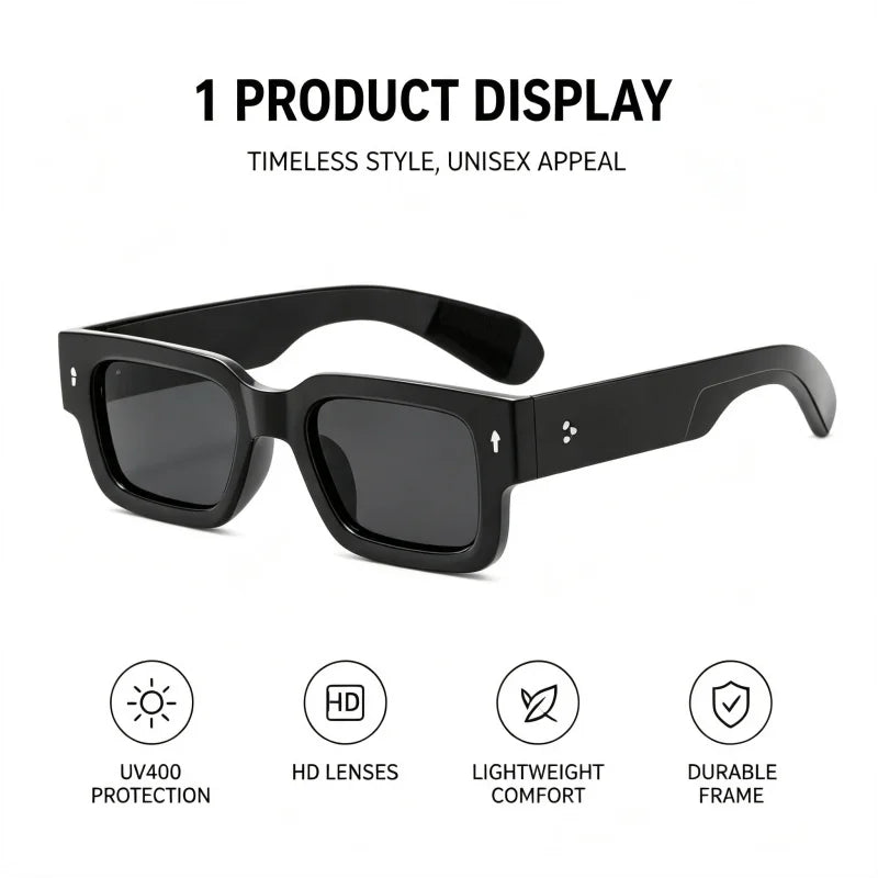 Thick Square Frame Black Shades Sunglasses