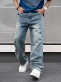 Men Casual Straight Wash Jeans