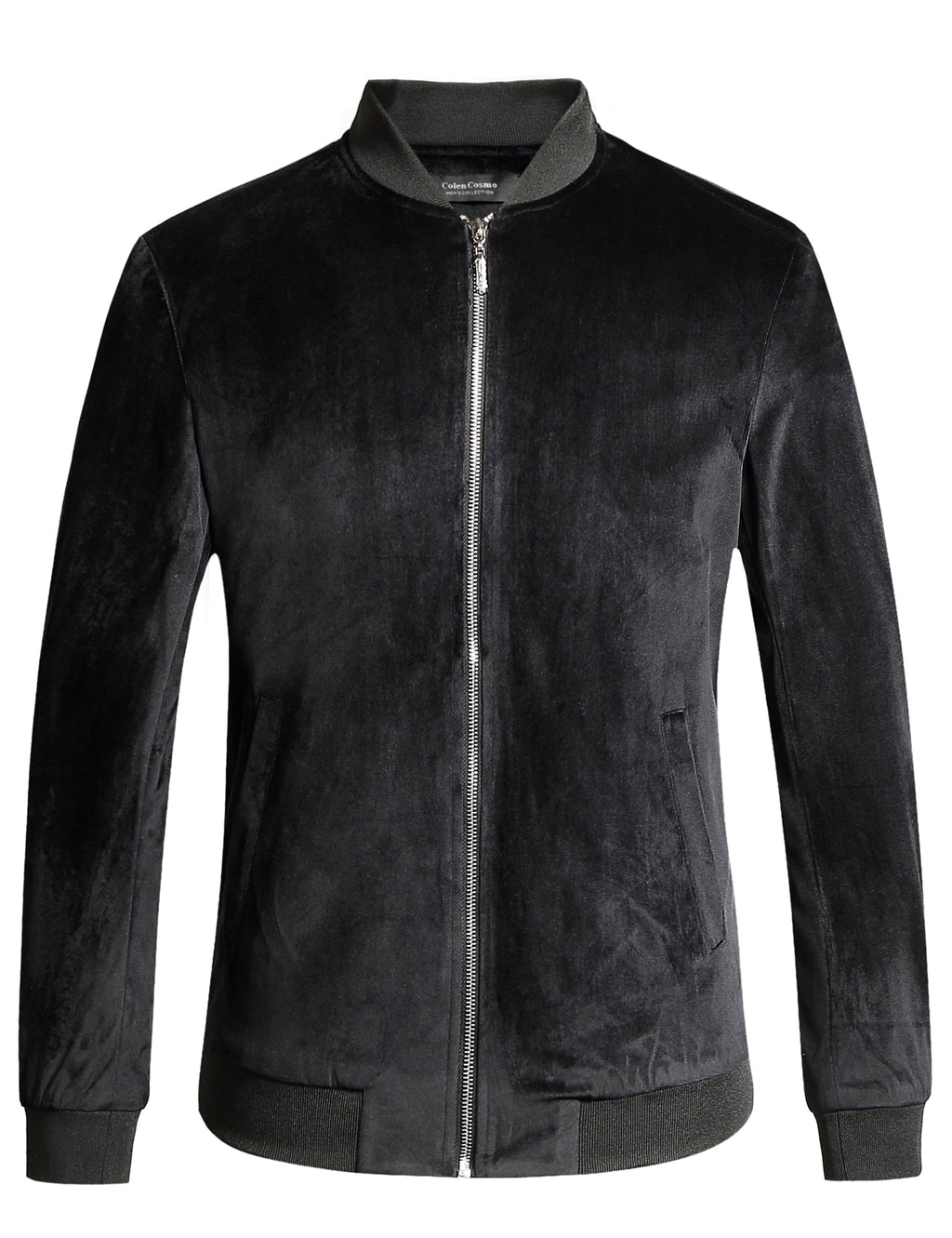 Men Velvet Full Zip Bomber Jacket