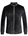 Men Velvet Full Zip Bomber Jacket