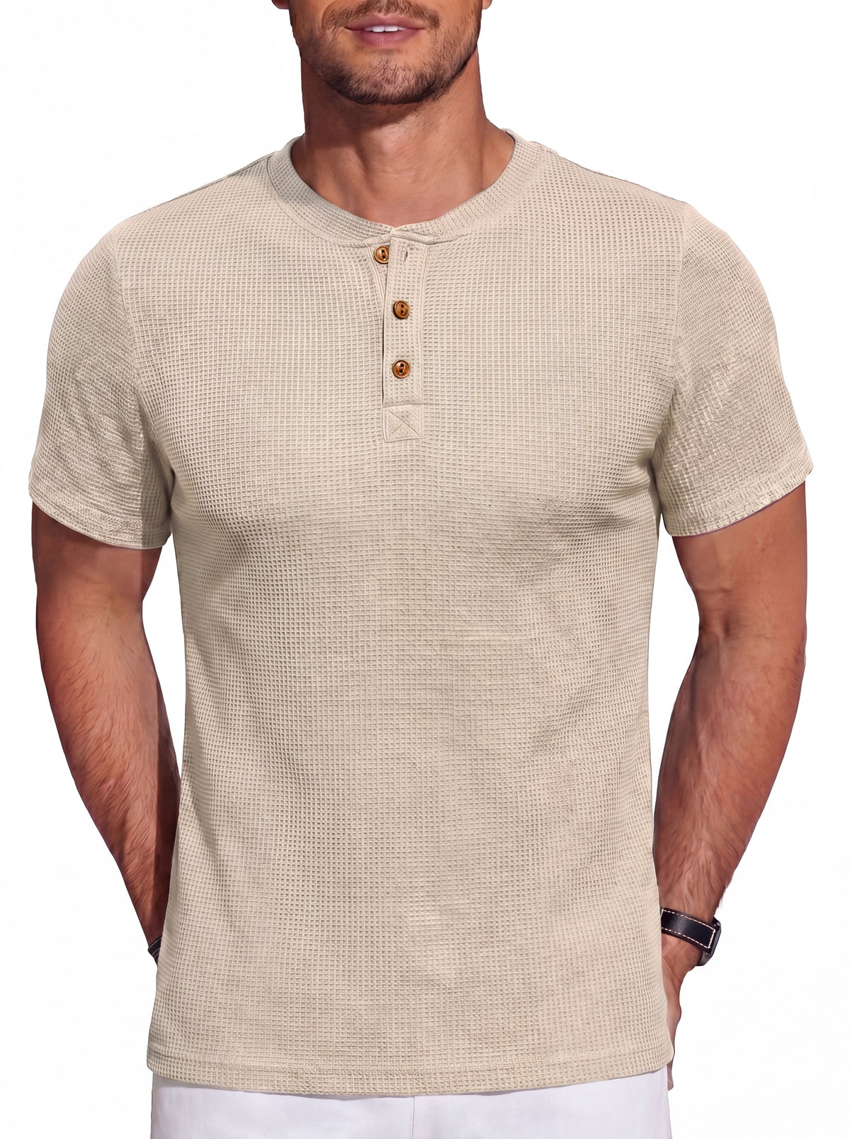 Short Sleeve Waffle Henley T-Shirt