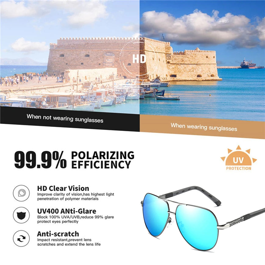 Men Classic Aluminum Polarized Sunglasses