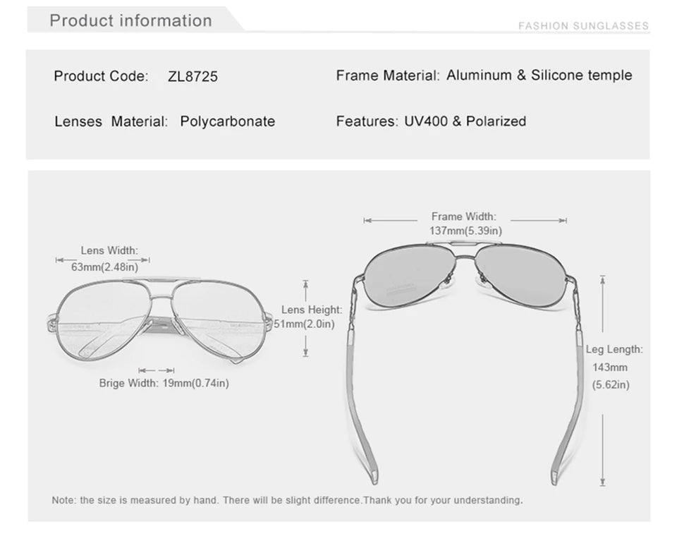 Men Classic Aluminum Polarized Sunglasses