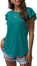Summer Ruffle Short Sleeve Knit Tunic Tops