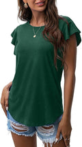 Summer Ruffle Short Sleeve Knit Tunic Tops