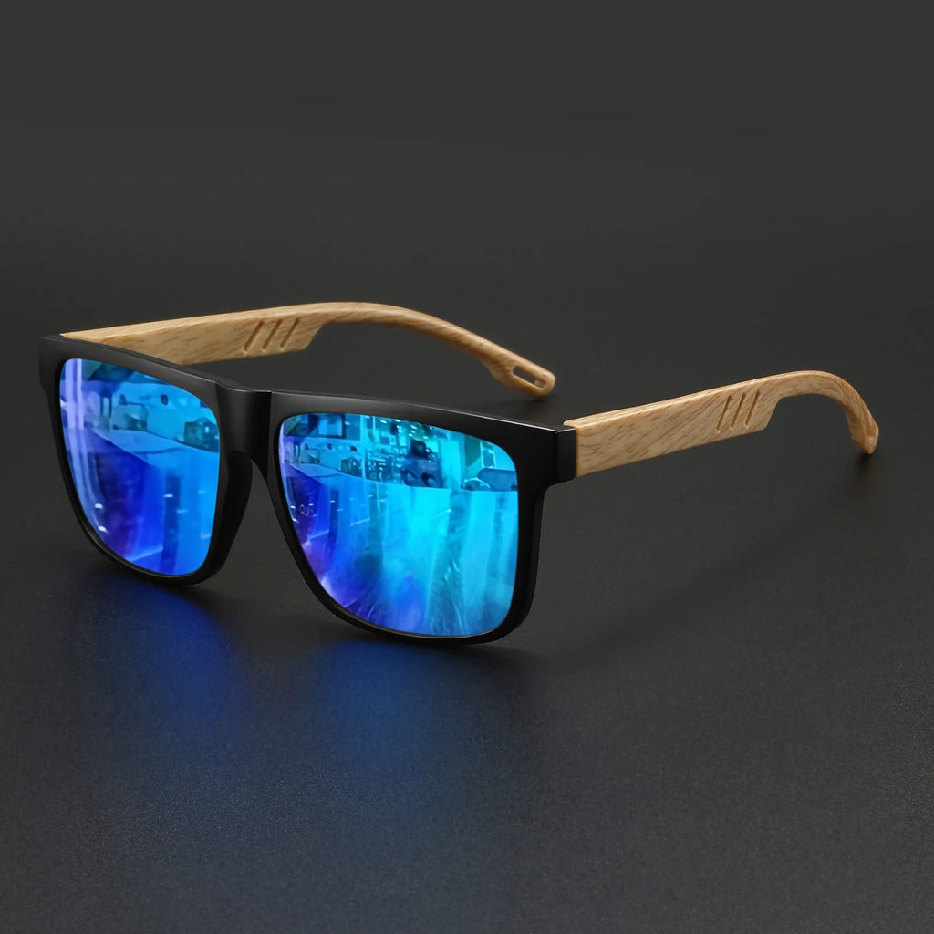 Wood Grain Spring Hinge Sunglasses