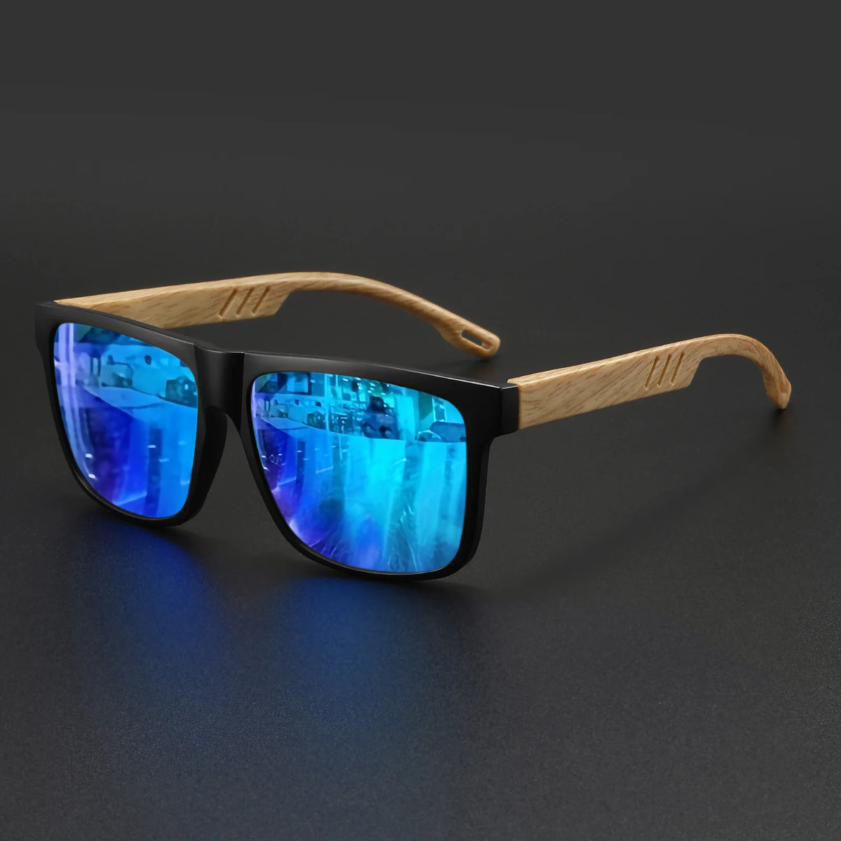 Wood Grain Spring Hinge Sunglasses