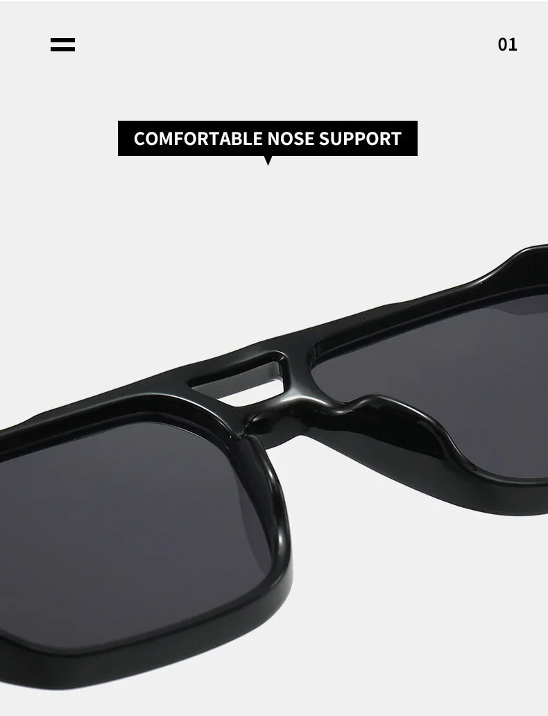 Vintage Double Bridges Men Square Sunglasses