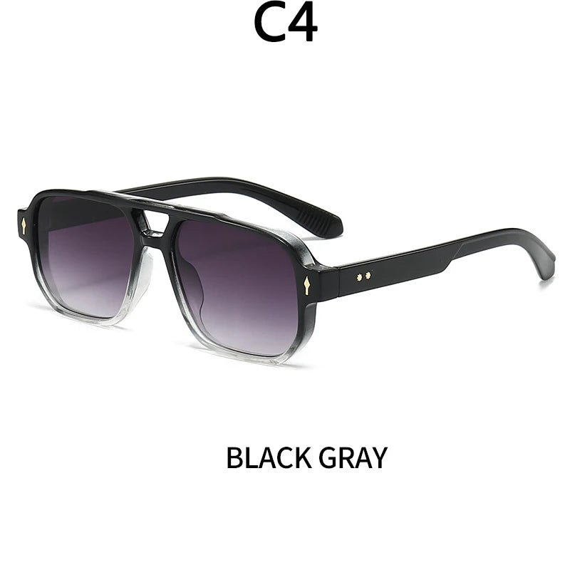 Vintage Double Bridges Men Square Sunglasses