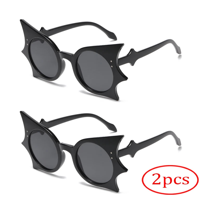 2pcs Bat Shaped Sunglasses