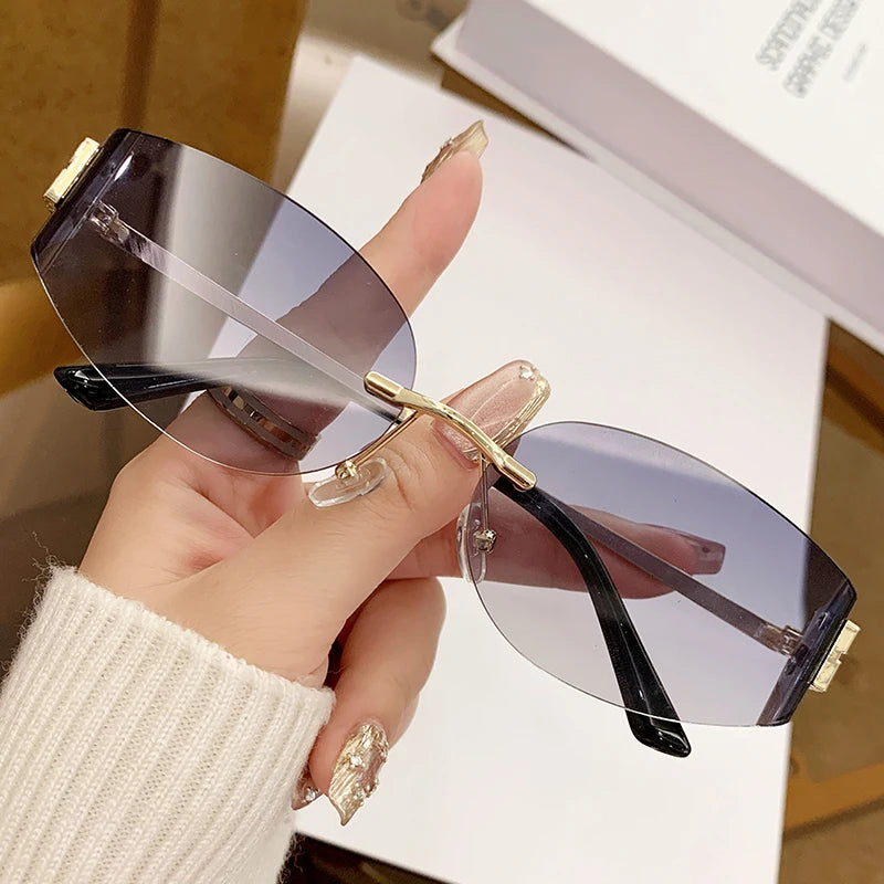 Women's Oversized Rimless Oval Sunglasses